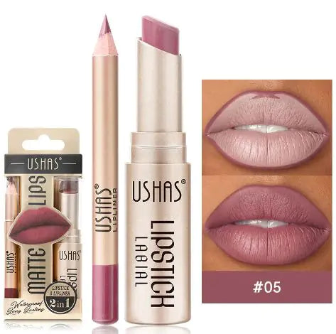 USHAS Matte Stain-Free Waterproof Nude Lipstick